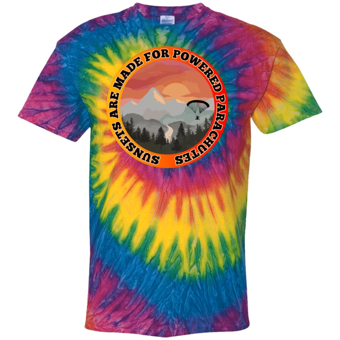 003 Sunsets are made for Powered Parachutes - Mountain edition - Tie-Dye T-shirt