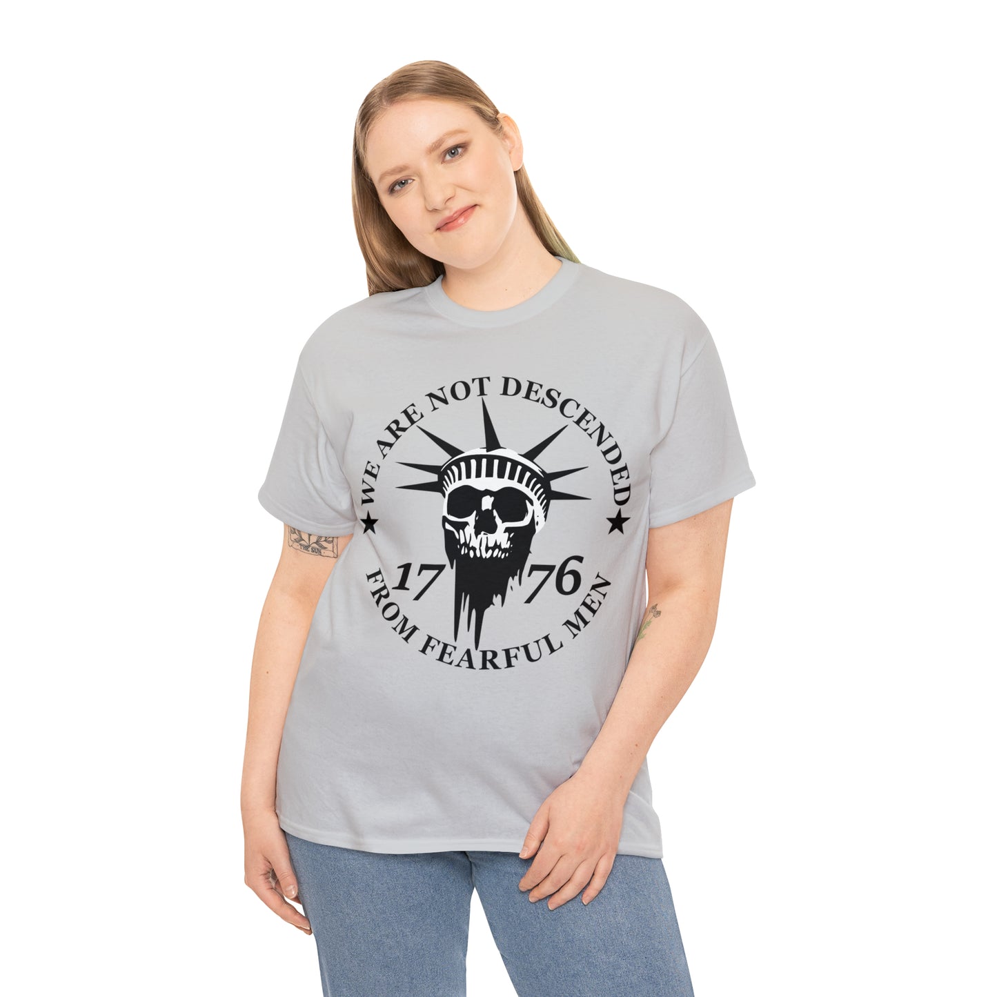 201 We are not descended from Fearful men / Don't tread on me two design t-shirt