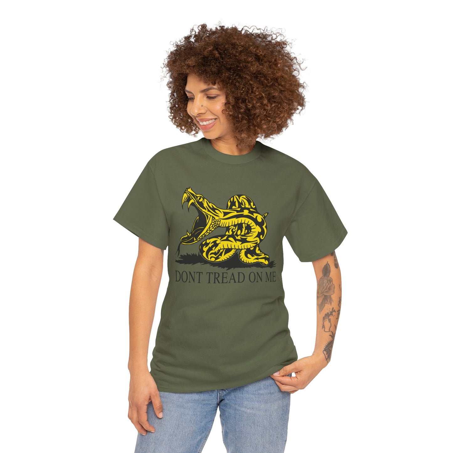 202 Don't Tread on Me - wide mouth snake design - Heavy T-shirt