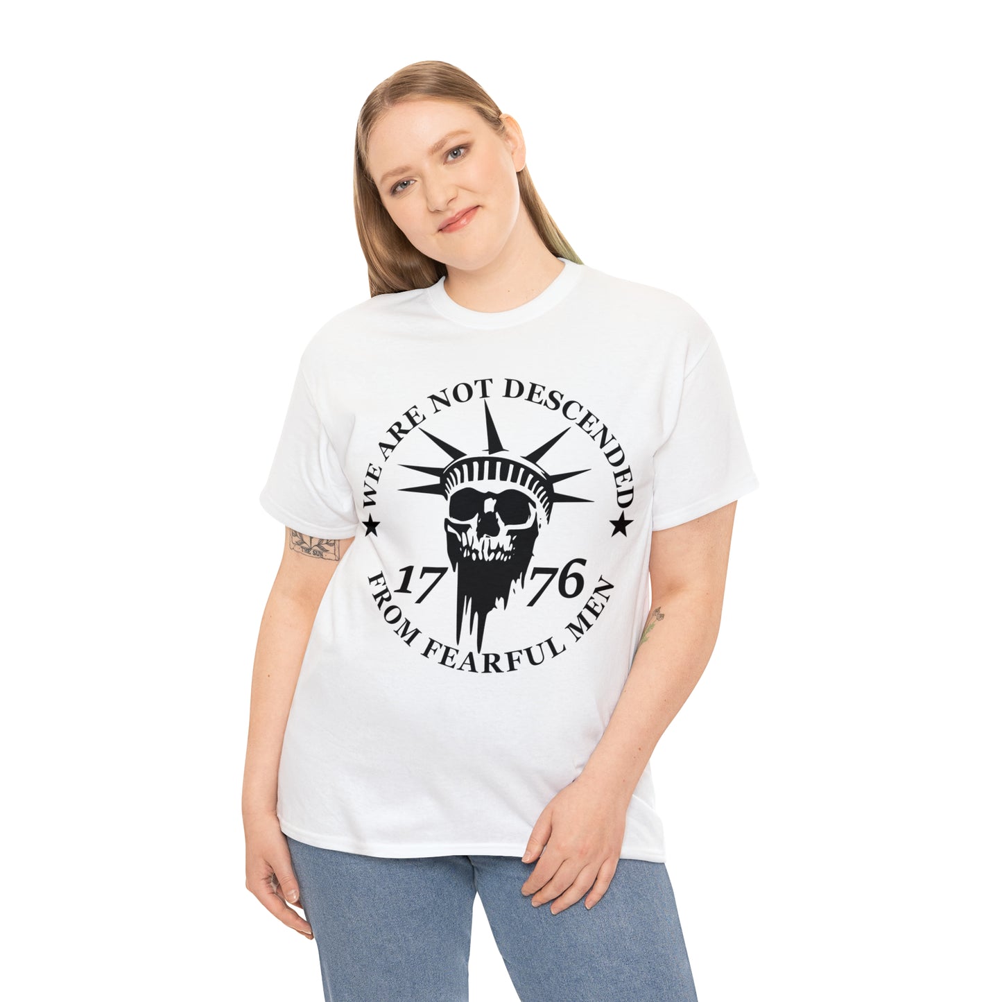 201 We are not descended from Fearful men / Don't tread on me two design t-shirt