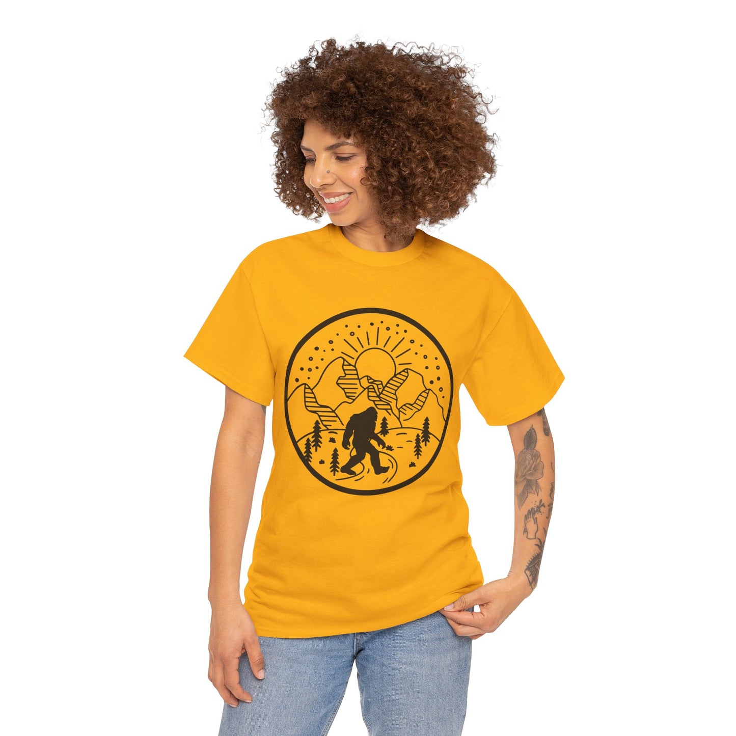 104 Bigfoot Mountain Design Unisex Heavy Cotton Tee