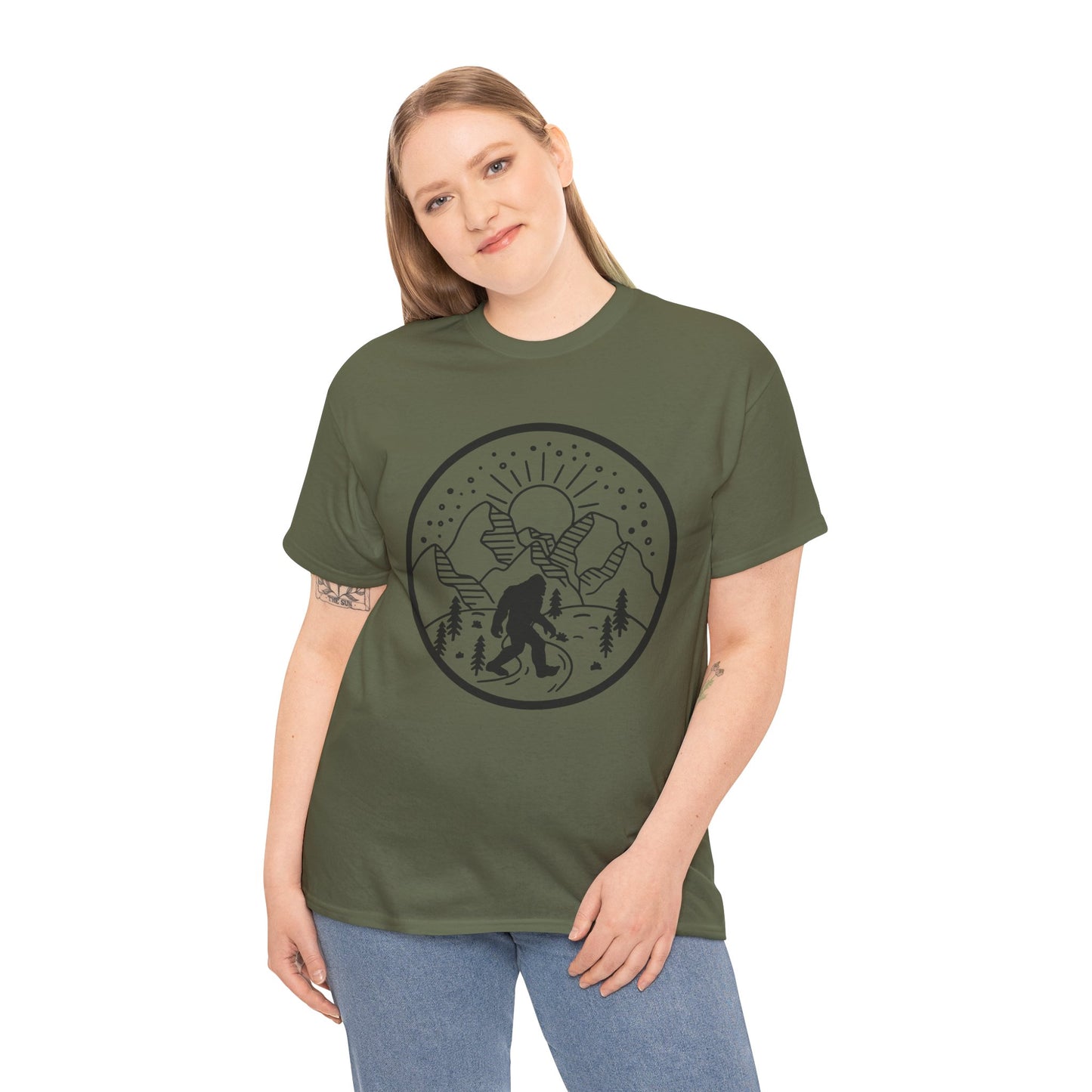 104 Bigfoot Mountain Design Unisex Heavy Cotton Tee