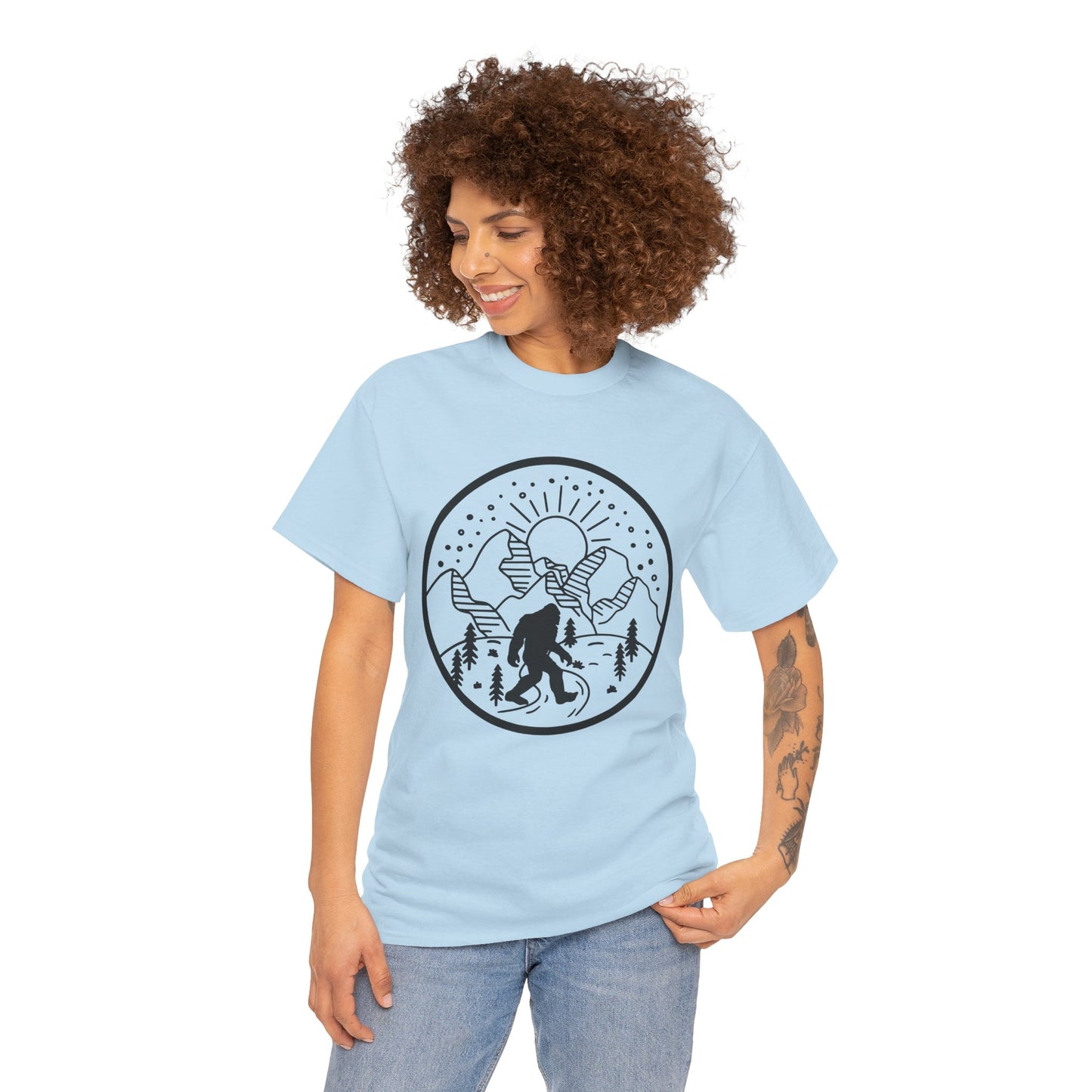 104 Bigfoot Mountain Design Unisex Heavy Cotton Tee