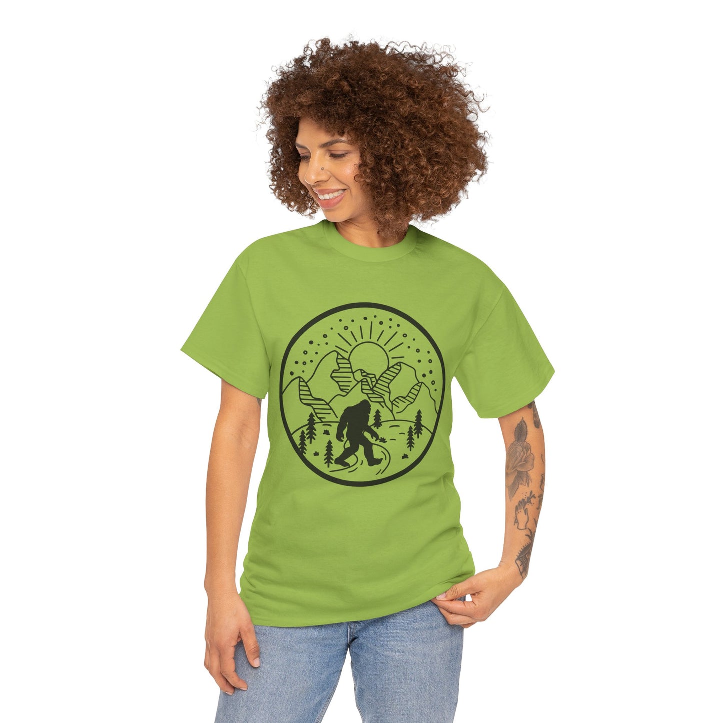 104 Bigfoot Mountain Design Unisex Heavy Cotton Tee