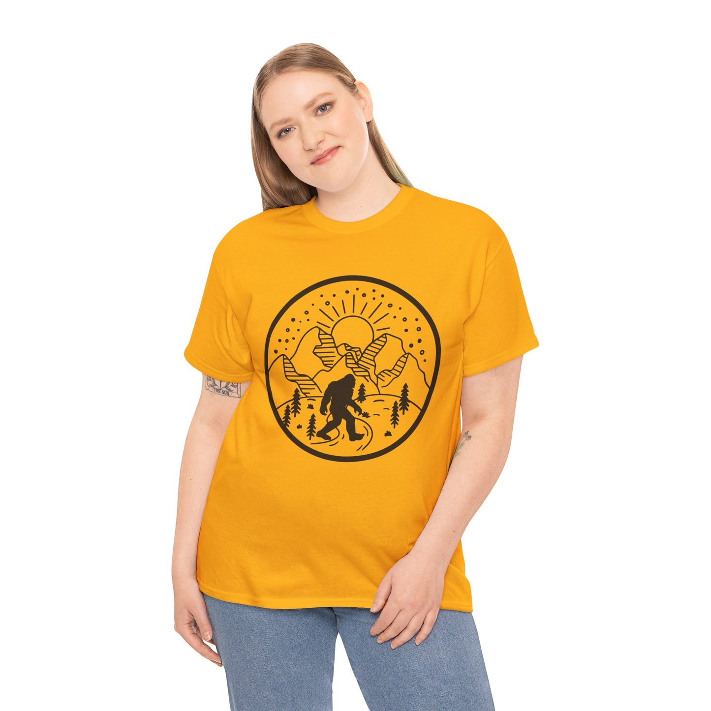 104 Bigfoot Mountain Design Unisex Heavy Cotton Tee