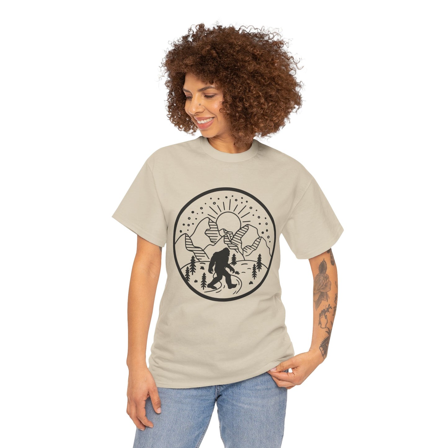 104 Bigfoot Mountain Design Unisex Heavy Cotton Tee