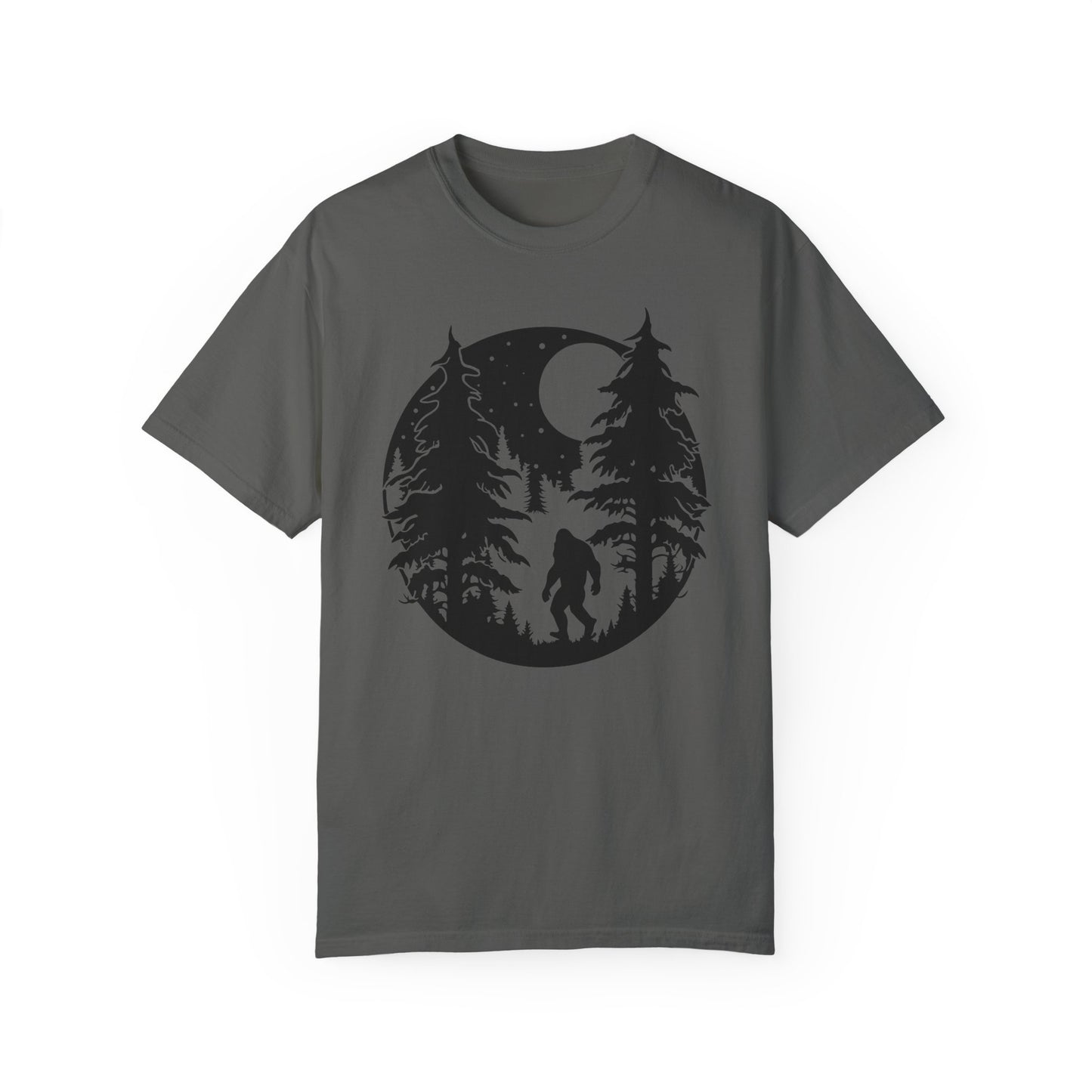 102 Bigfoot with Trees and a full moon t-shirt