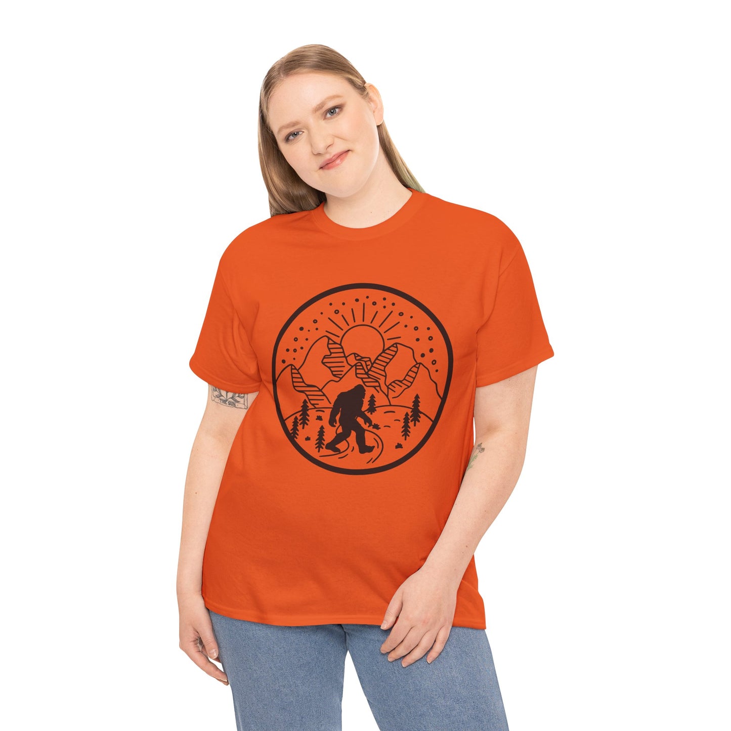 104 Bigfoot Mountain Design Unisex Heavy Cotton Tee