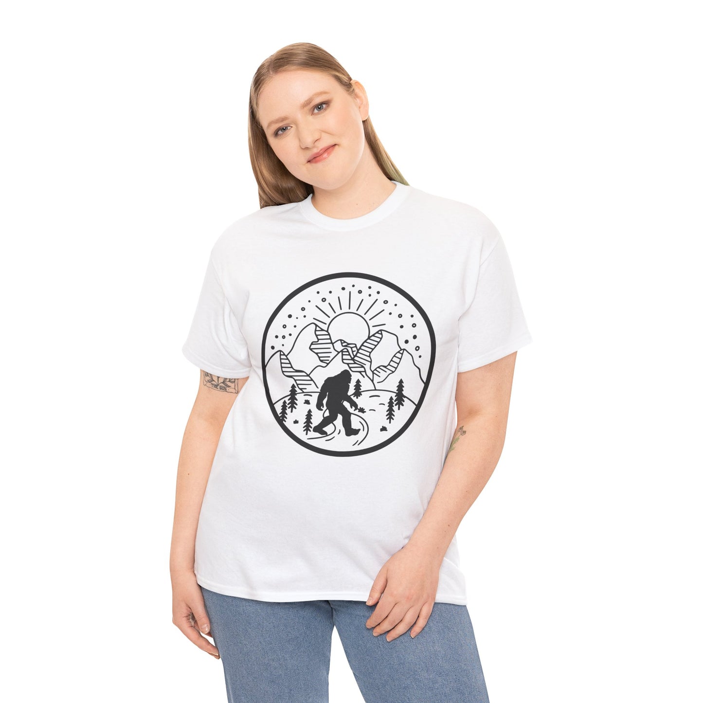 104 Bigfoot Mountain Design Unisex Heavy Cotton Tee