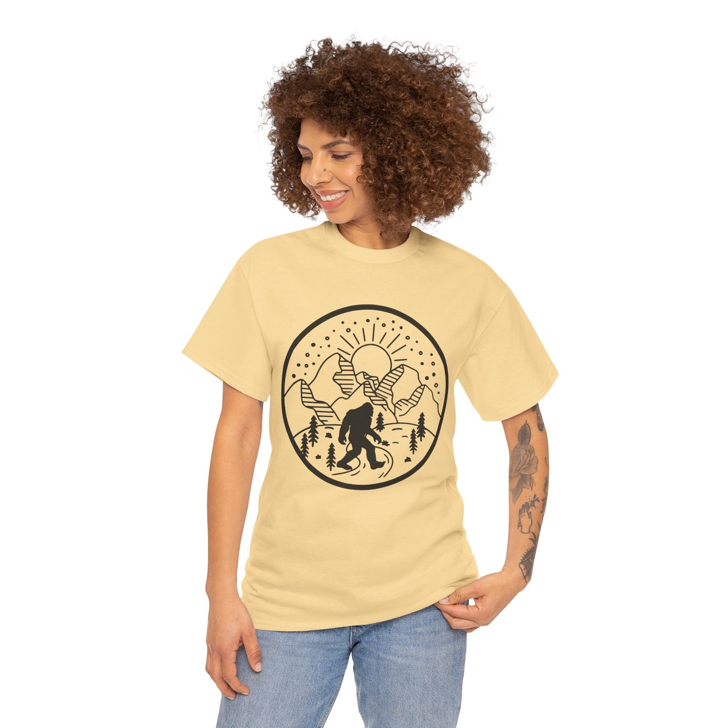 104 Bigfoot Mountain Design Unisex Heavy Cotton Tee