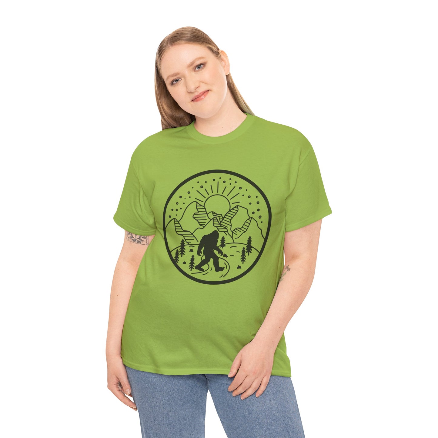 104 Bigfoot Mountain Design Unisex Heavy Cotton Tee