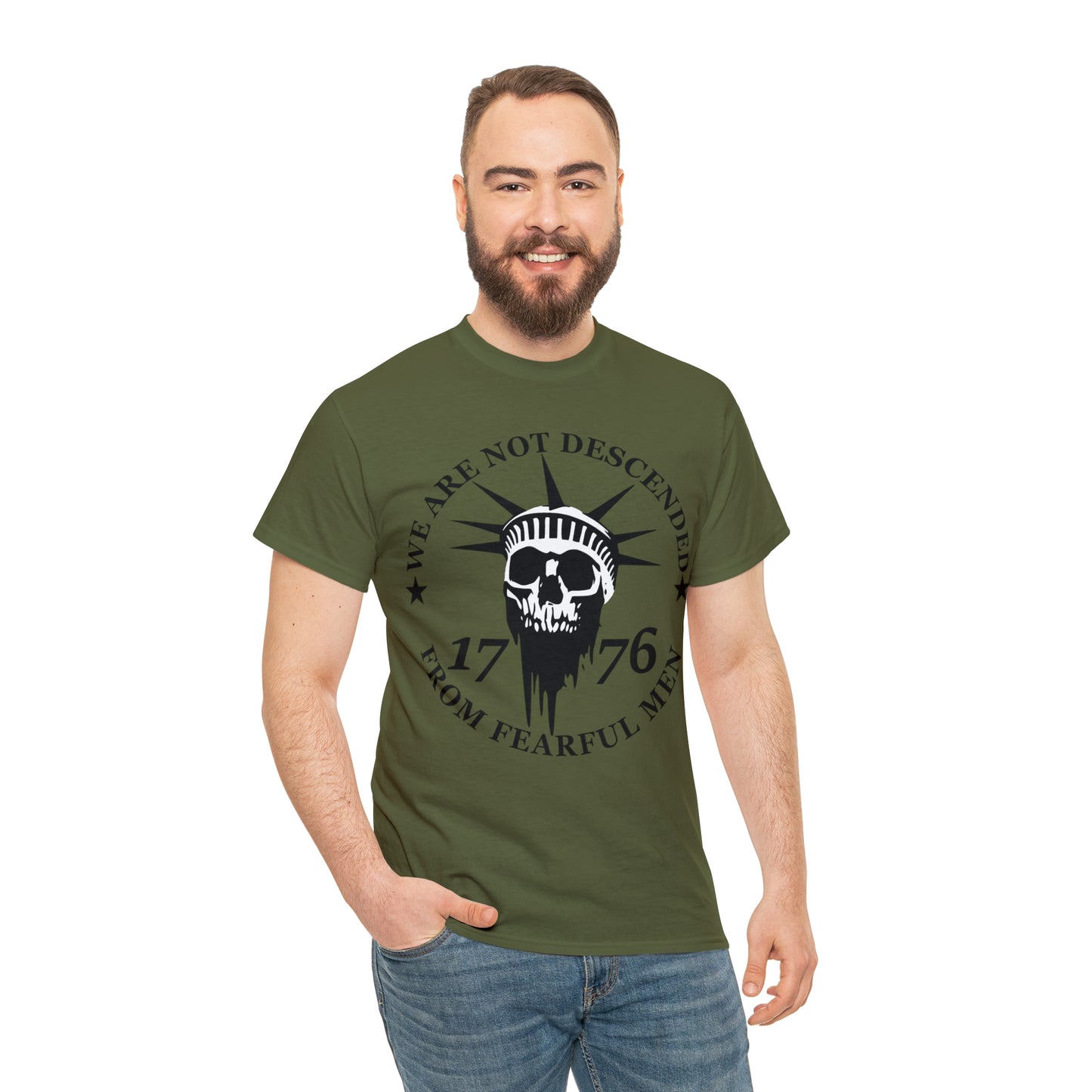 201 We are not descended from Fearful men / Don't tread on me two design t-shirt