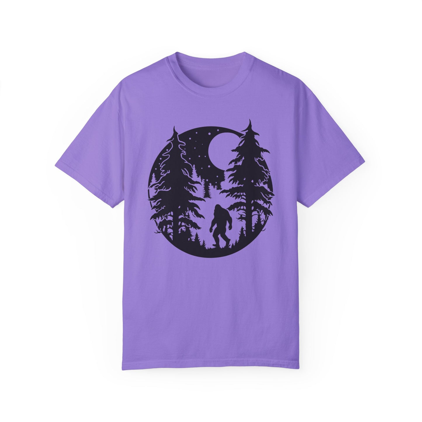 102 Bigfoot with Trees and a full moon t-shirt