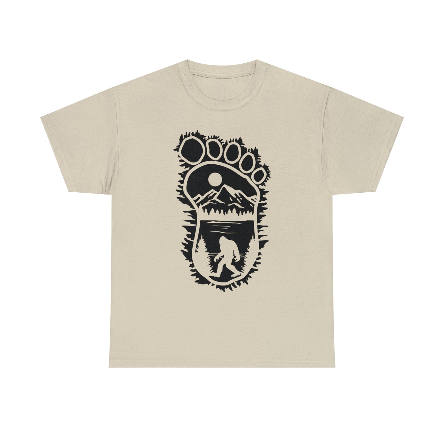 101 Bigfoot walking, foot outline design t-shirt