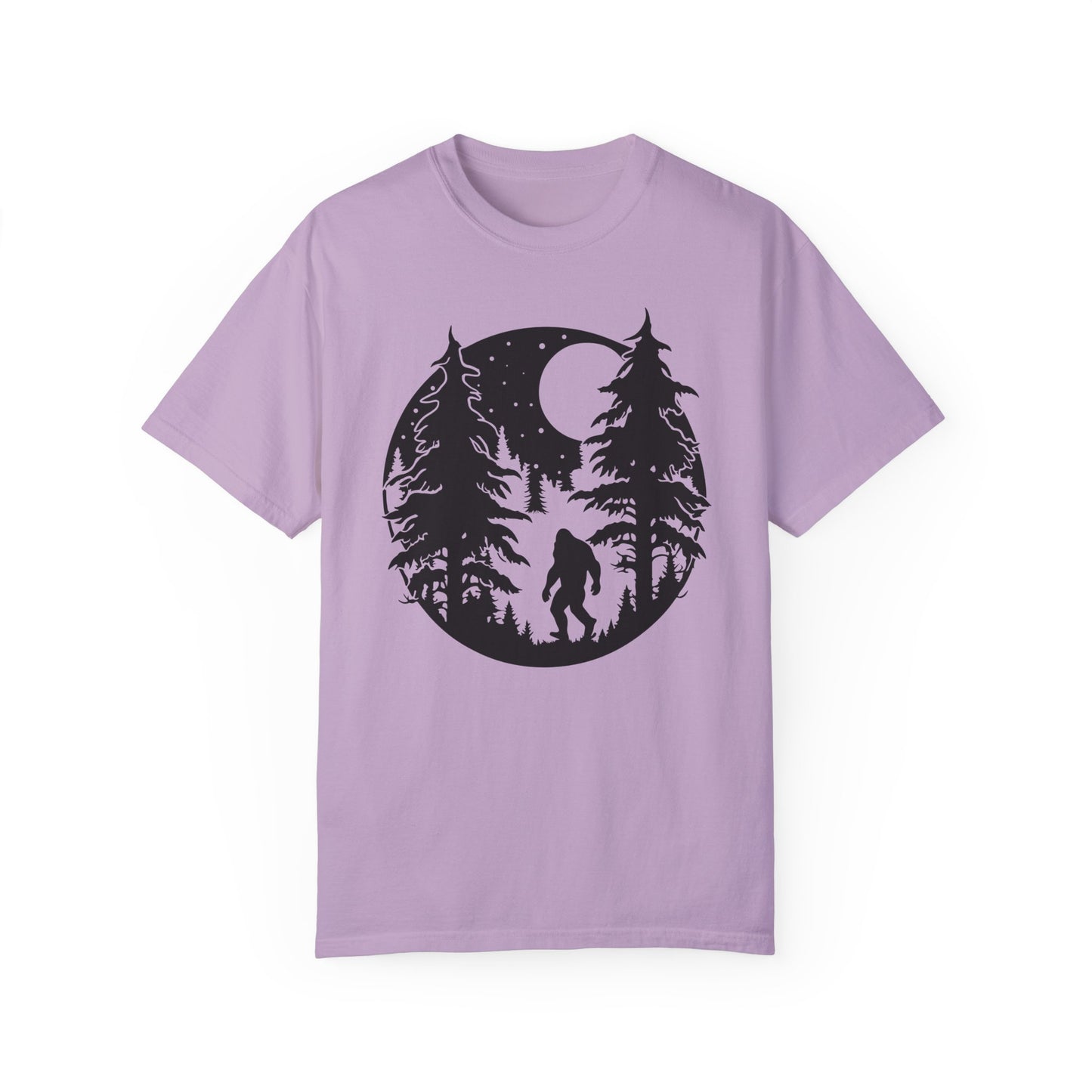 102 Bigfoot with Trees and a full moon t-shirt