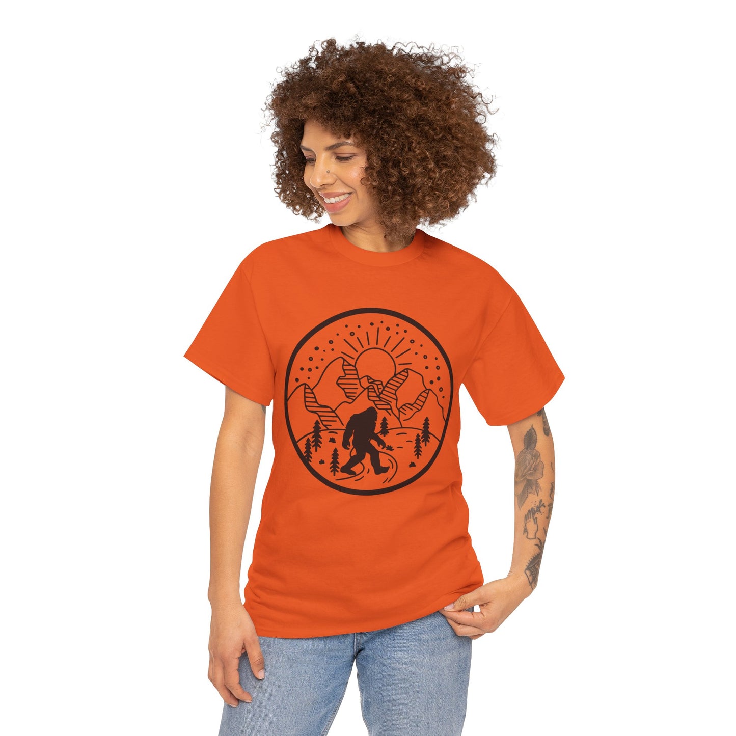 104 Bigfoot Mountain Design Unisex Heavy Cotton Tee