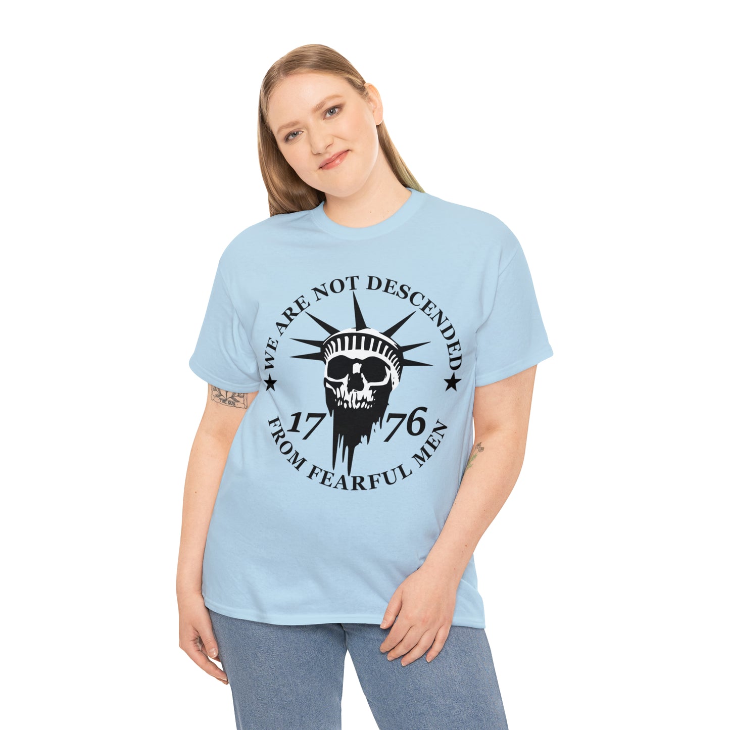 201 We are not descended from Fearful men / Don't tread on me two design t-shirt