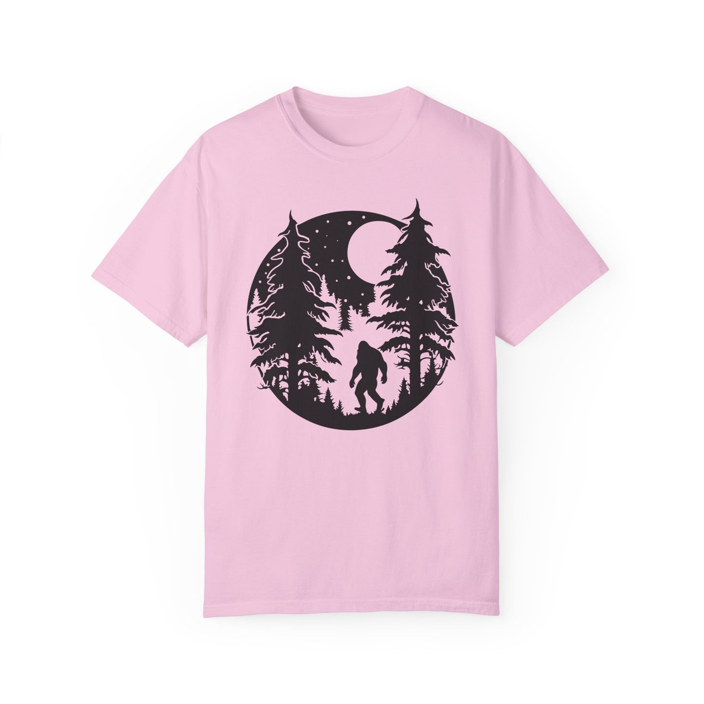 102 Bigfoot with Trees and a full moon t-shirt