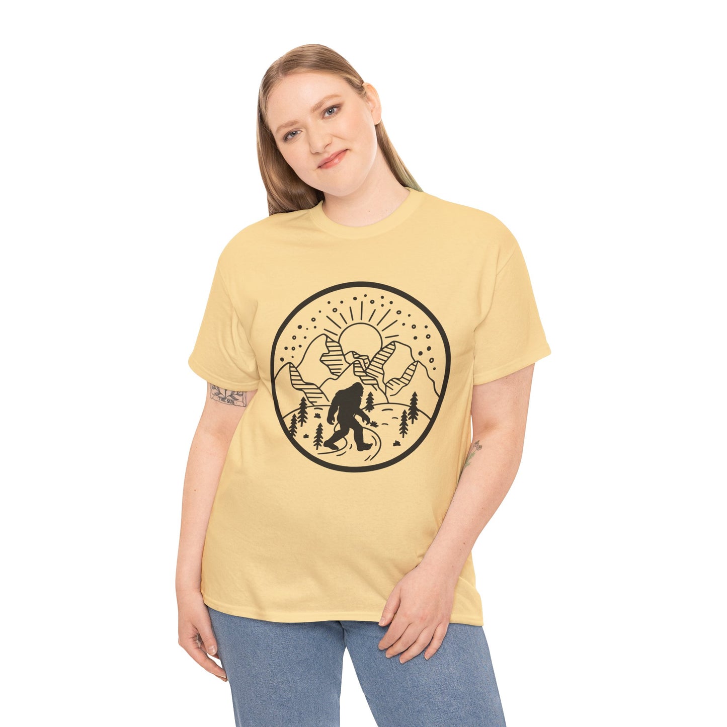 104 Bigfoot Mountain Design Unisex Heavy Cotton Tee