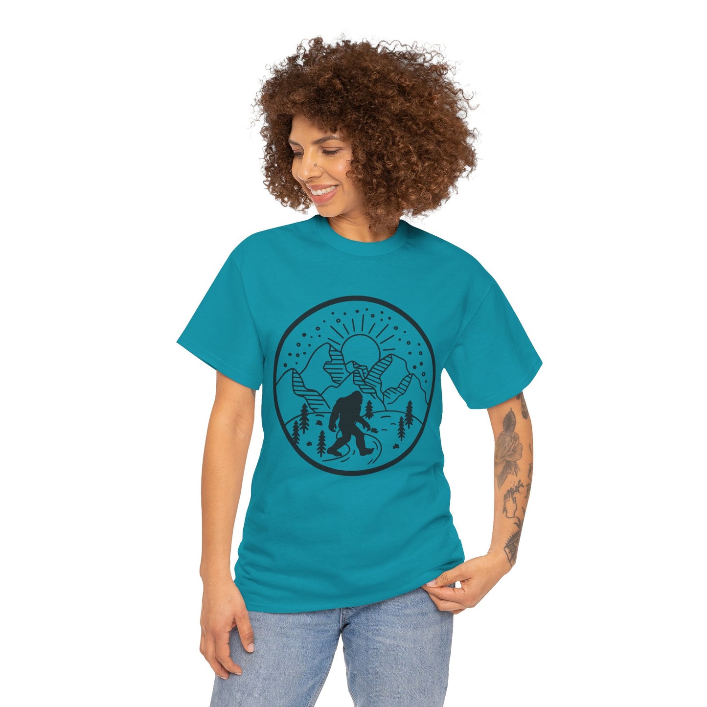 104 Bigfoot Mountain Design Unisex Heavy Cotton Tee