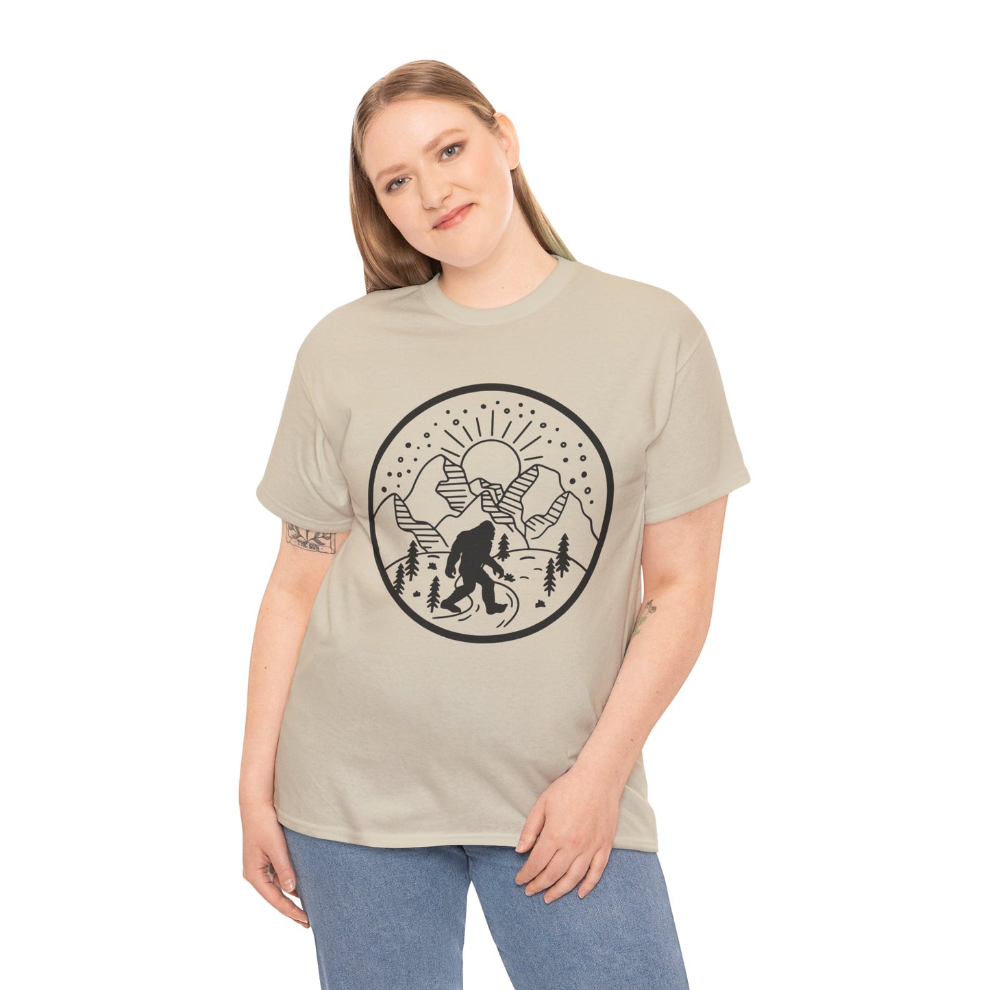 104 Bigfoot Mountain Design Unisex Heavy Cotton Tee