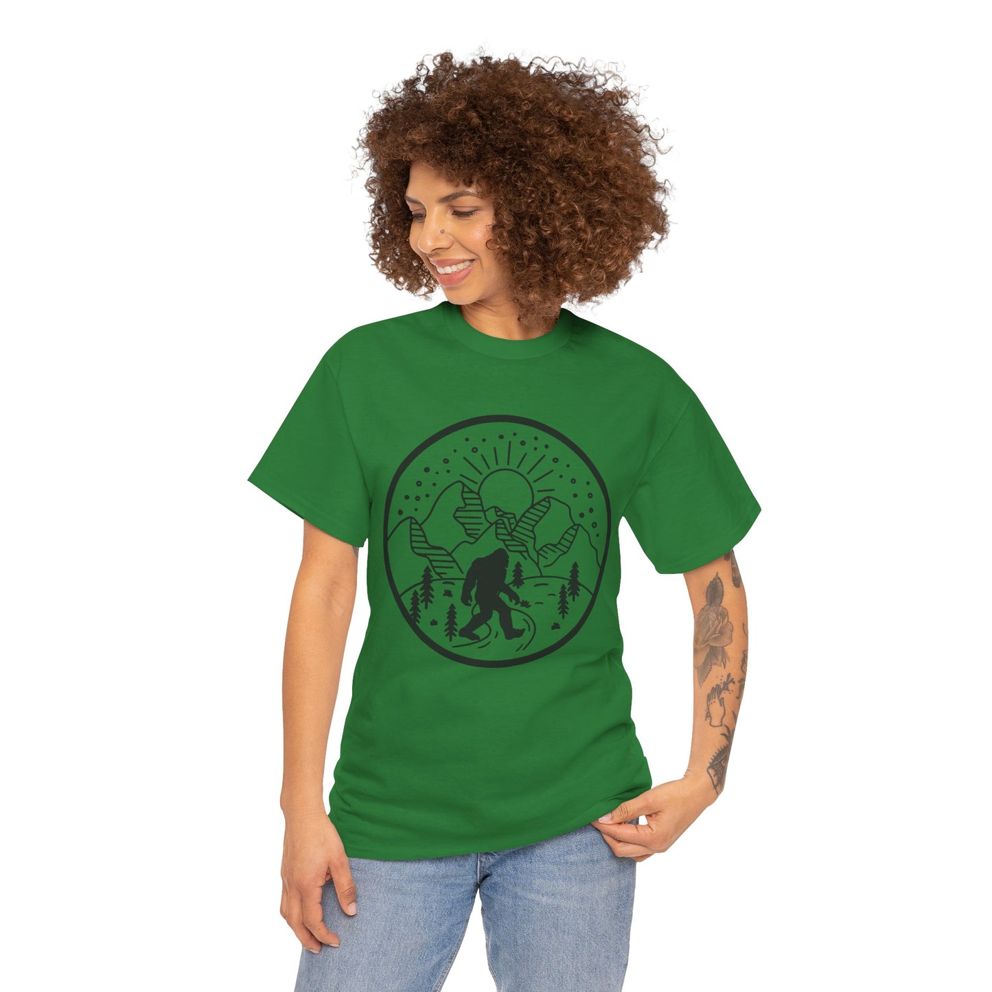 104 Bigfoot Mountain Design Unisex Heavy Cotton Tee